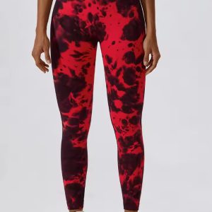 High Waisted Tie Dye Print Seamless Yoga Breathable Skinny Leggings