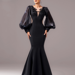 Casual Lantern Sleeves Mermaid Floor Length Cocktail Prom Graduation Wedding Birthday Party Dress