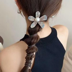 Flowers Elastic Spiral Hair Rope Head Rope Ponytail Hair Ring Rubber Band Headdress