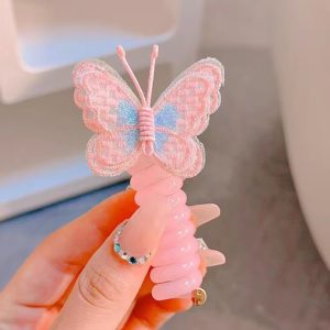 Trendy Flowers Elastic Spiral Head Rope Ponytail Rubber Band For Kids