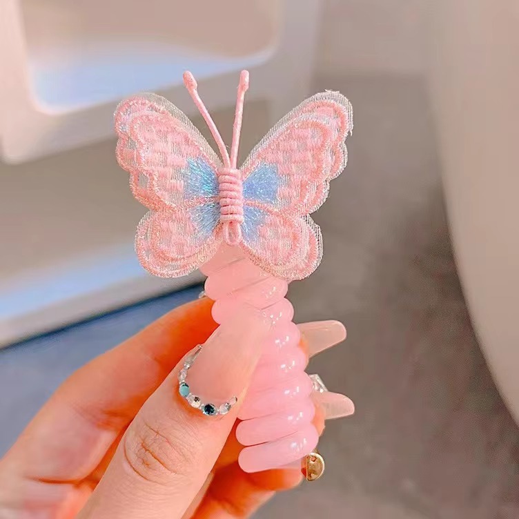 Trendy Flowers Elastic Spiral Head Rope Ponytail Rubber Band For Kids