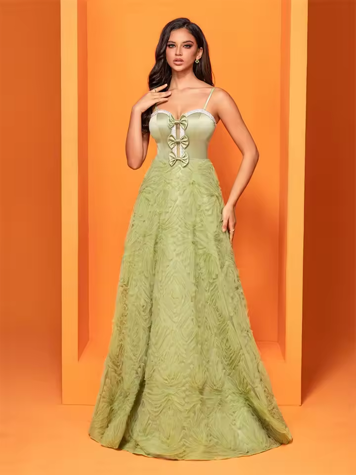 Luxury Deep V-Neck Backless Spaghetti Strap Maxi Dress