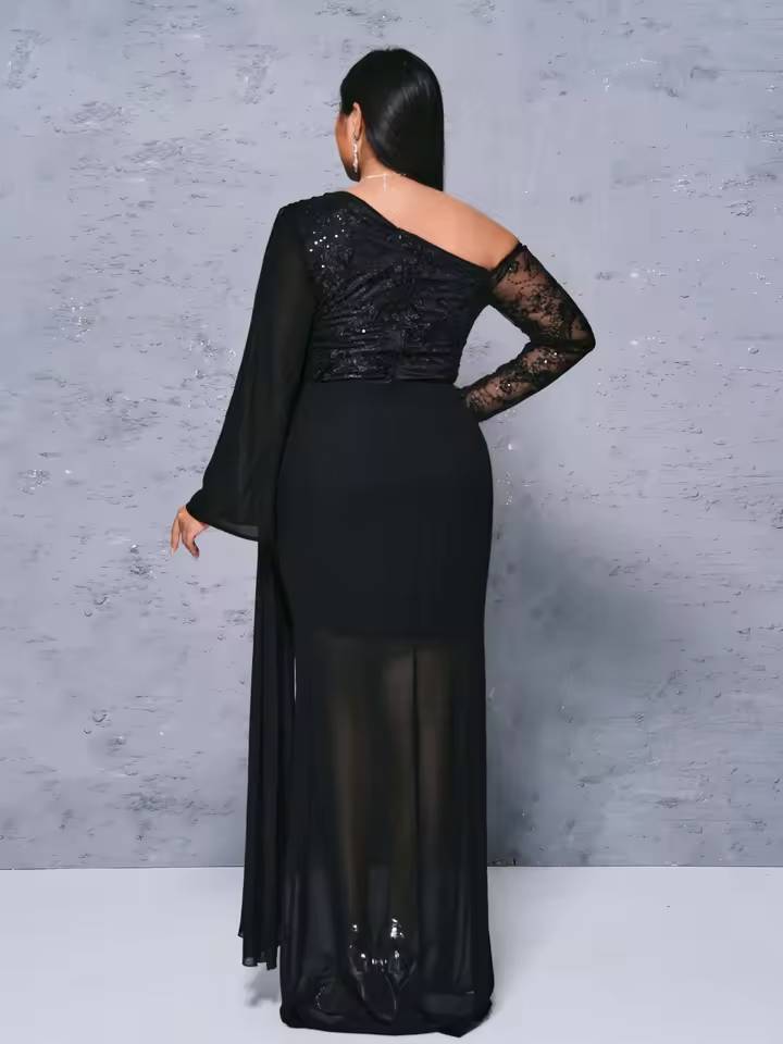 Luxury Elegant Asymmetric Plus Size Evening Gown - Image 6