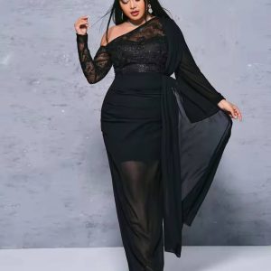 Luxury Elegant Asymmetric Plus Size Evening Gown