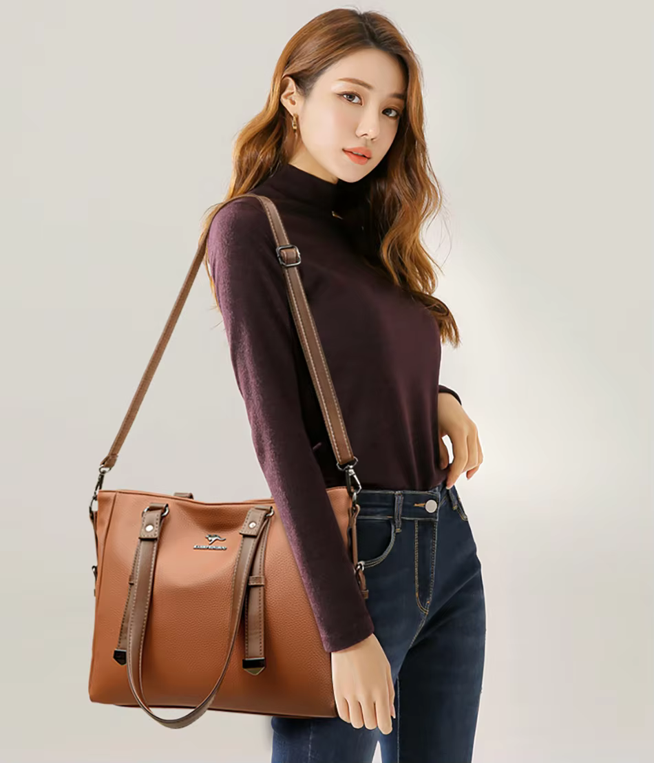 Luxury High Appearance Handbag Two Layer Large Capacity Shopping Bags - Image 3