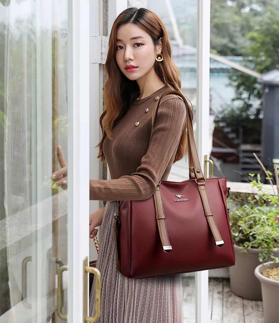 Luxury High Appearance Handbag Two Layer Large Capacity Shopping Bags - Image 4