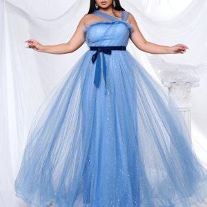 Elegant Off Shoulder A Line Mesh Plus Size Bridal Floor Length Maxi Dress