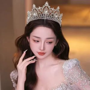Luxury Rhinestone Tiaras Bride Baroque Crystal Royal Queen Wedding Crown
