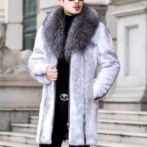 Luxury Turn-down Collar Zipper Long Sleeve Warm Thick Faux Fox Jacket