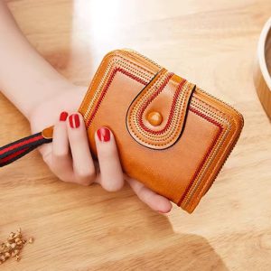 Oil Wax Pu Leather Closure Hasp Card Holder Wallet
