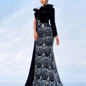 One Shoulder Panel Sequin Mermaid Evening Gown Wedding Birthday Party Floor Length Dresses