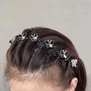 Rhinestone Butterfly Bangs Braided Finishing Artifact Hair Bundle hairbands