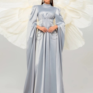 Elegant Round Neck Extend Sleeves A Line Party Formal Occasion Middle Eastern Prom Dress