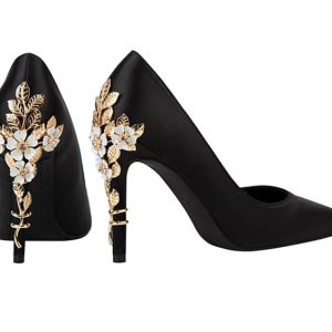Elegant Silk Design Luxury Flower Pattern Stiletto Heeled