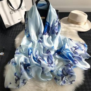 Hand Foulard Pashmina  Oversized Silk Satin Wrap & Echarpe