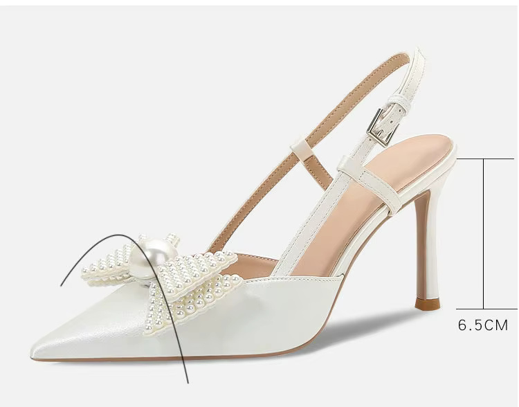 Bow Pattern Elegance French Wedding High Heels Shoes - Image 11
