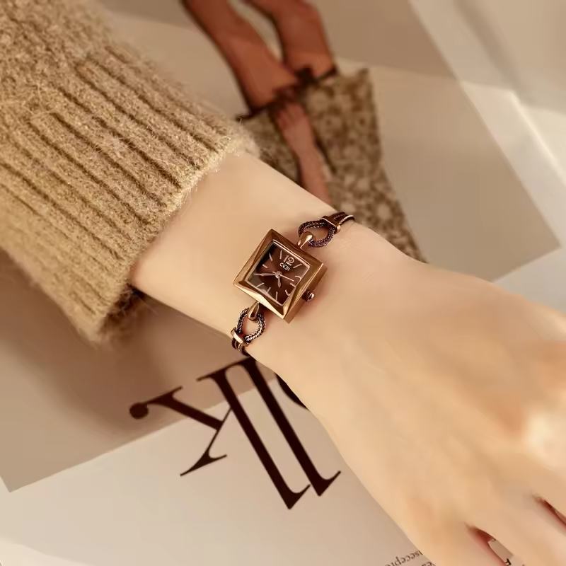 Simple square niche design Stainless Steel bracelet watch