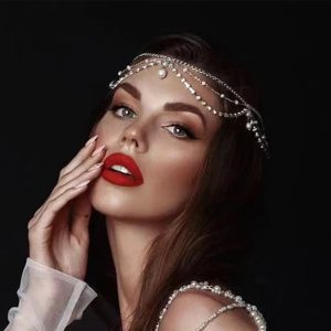 Trendy Full Rhinestone Pearls Tassel Crystal Multilayer Head Chain Wedding Headpiece