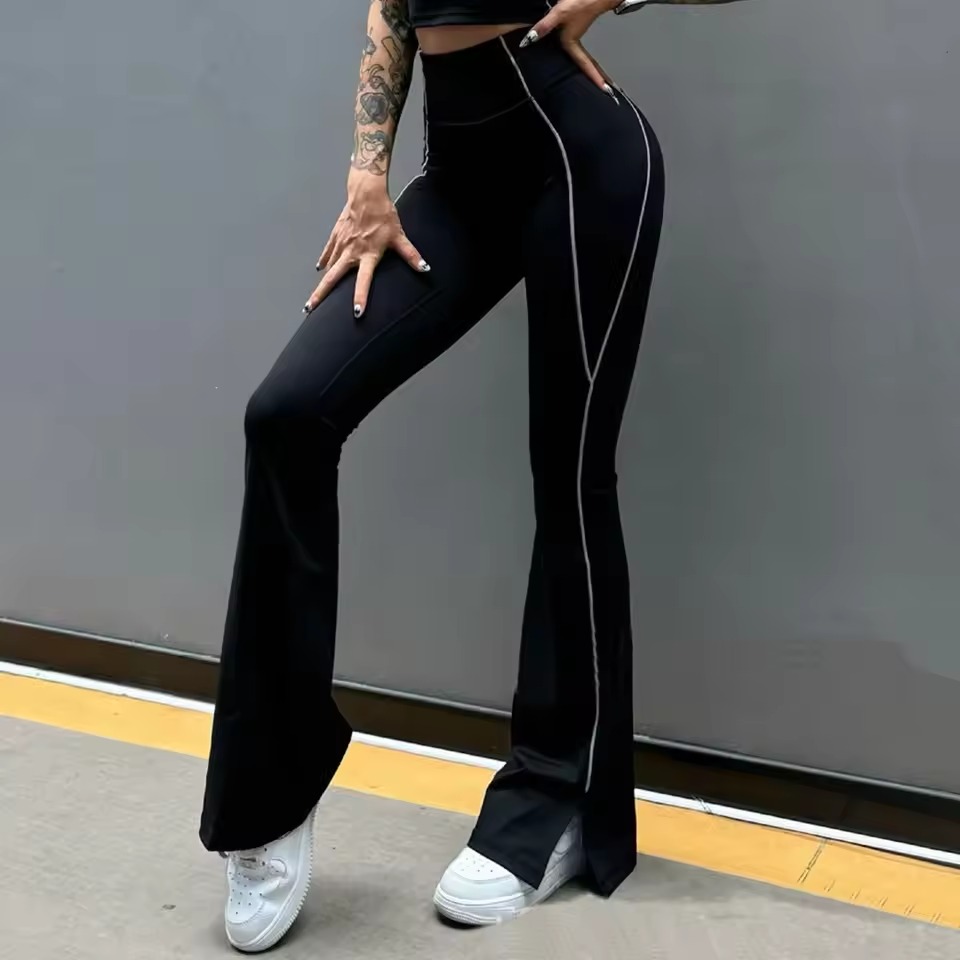 Trendy High Waist Bell-bottoms Breathable Tight flared Pants - Image 2