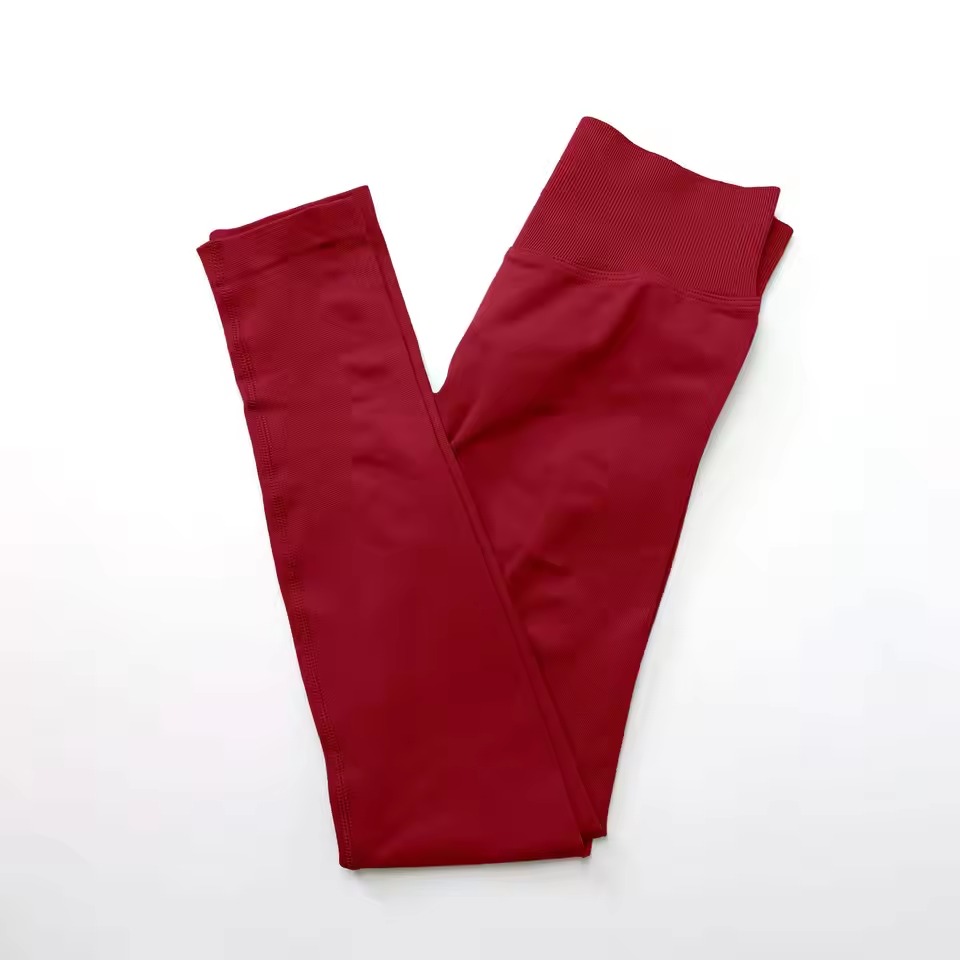 Trendy Low Ribbed Band Sports Yoga Impact Tights Leggings - Image 14