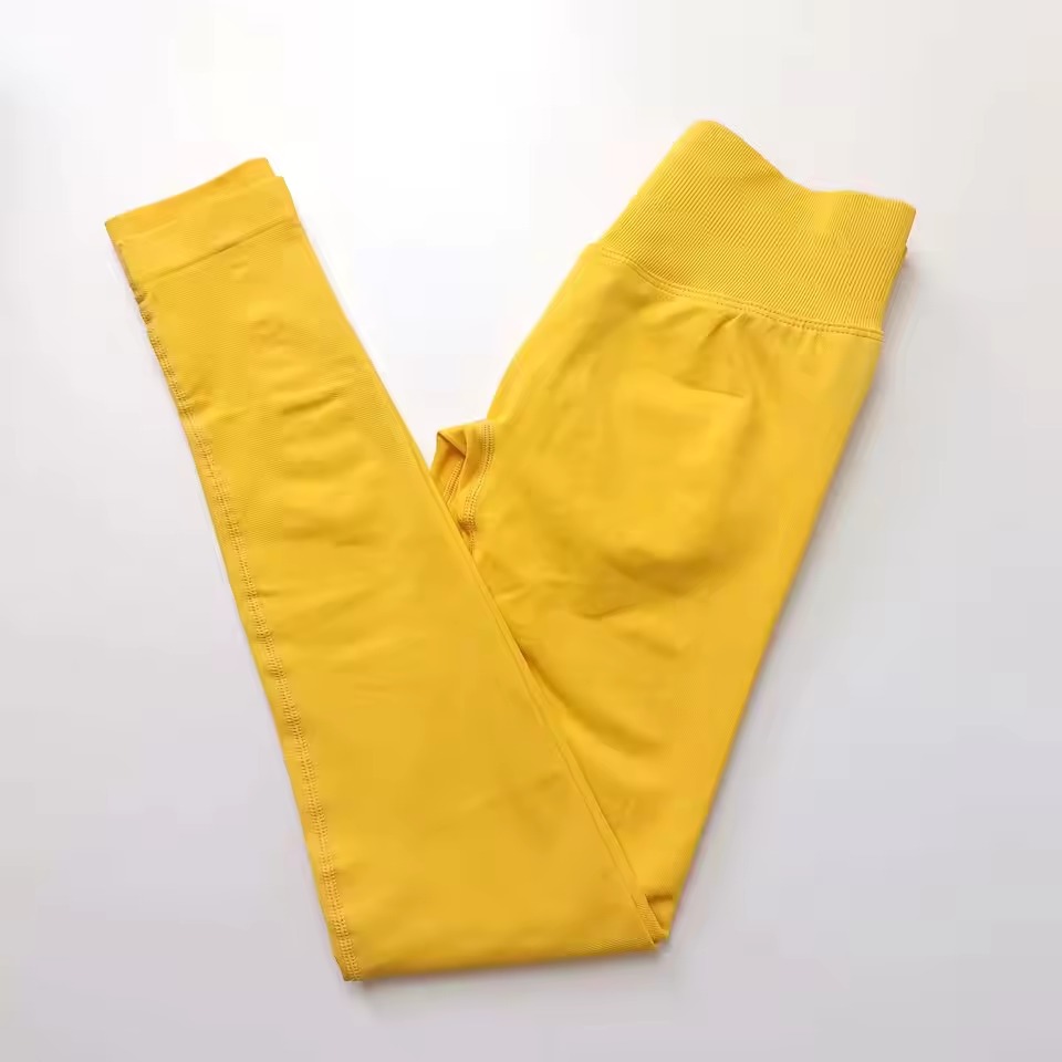 Trendy Low Ribbed Band Sports Yoga Impact Tights Leggings - Image 27