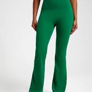 Trendy Plain Soft High Waist Full Length Flared Pants