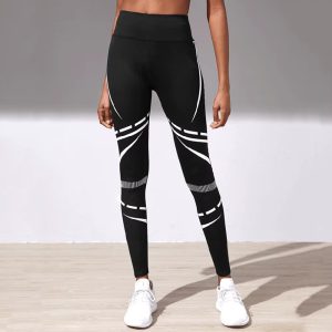 Trendy Running High Waist Pattern Yoga Tights Pants