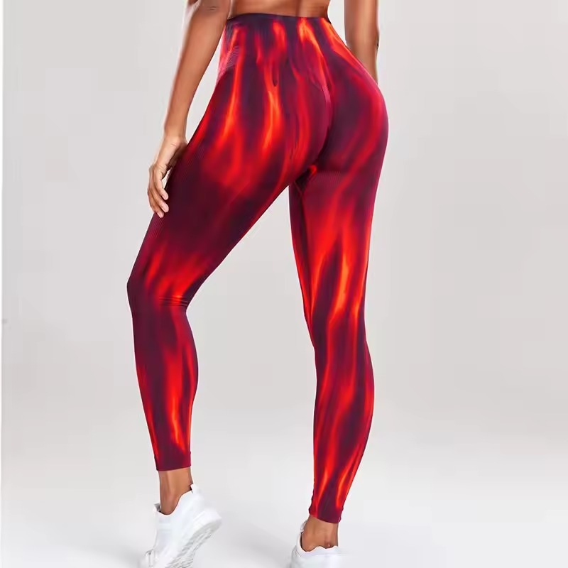Trendy Tie Dye High Waist Yoga Workout Tights Gym Pants - Image 2