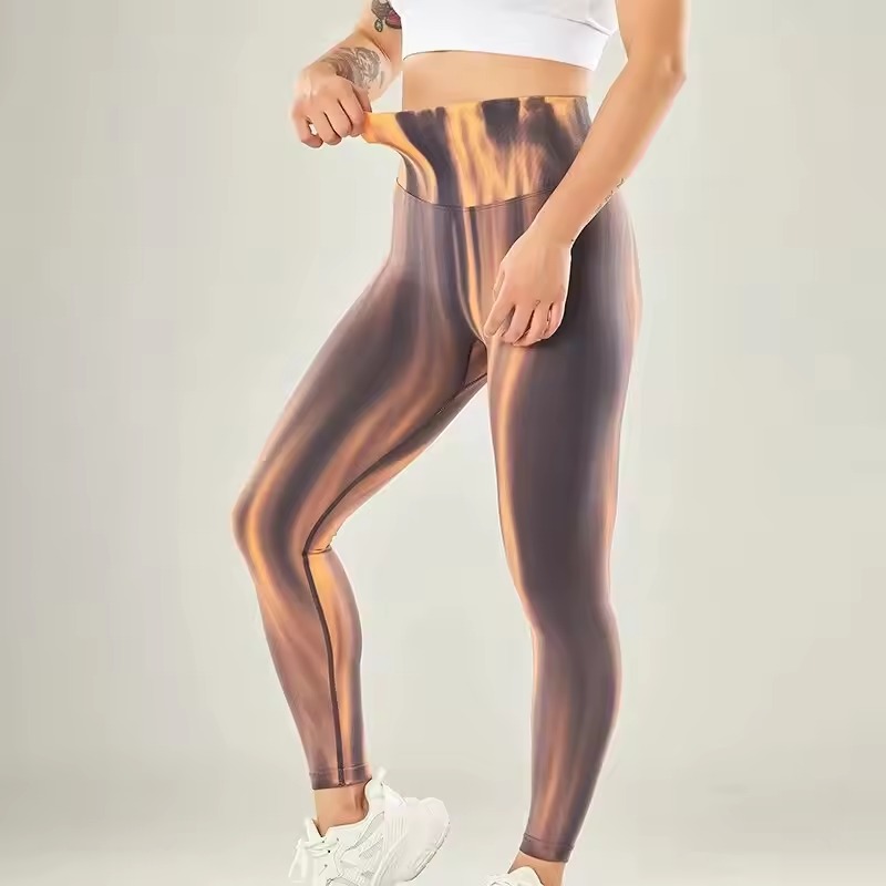 Trendy Tie Dye High Waist Yoga Workout Tights Gym Pants - Image 4