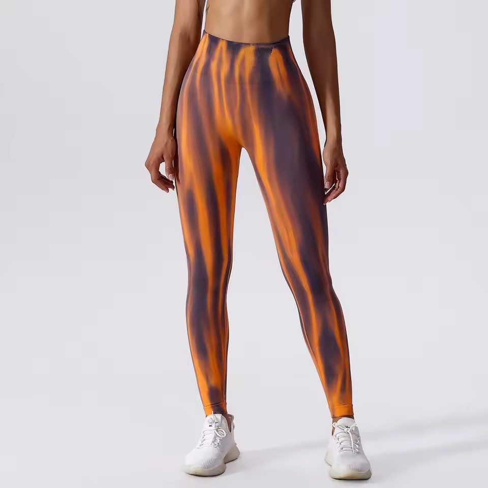 Trendy Tie Dye High Waist Yoga Workout Tights Gym Pants - Image 3