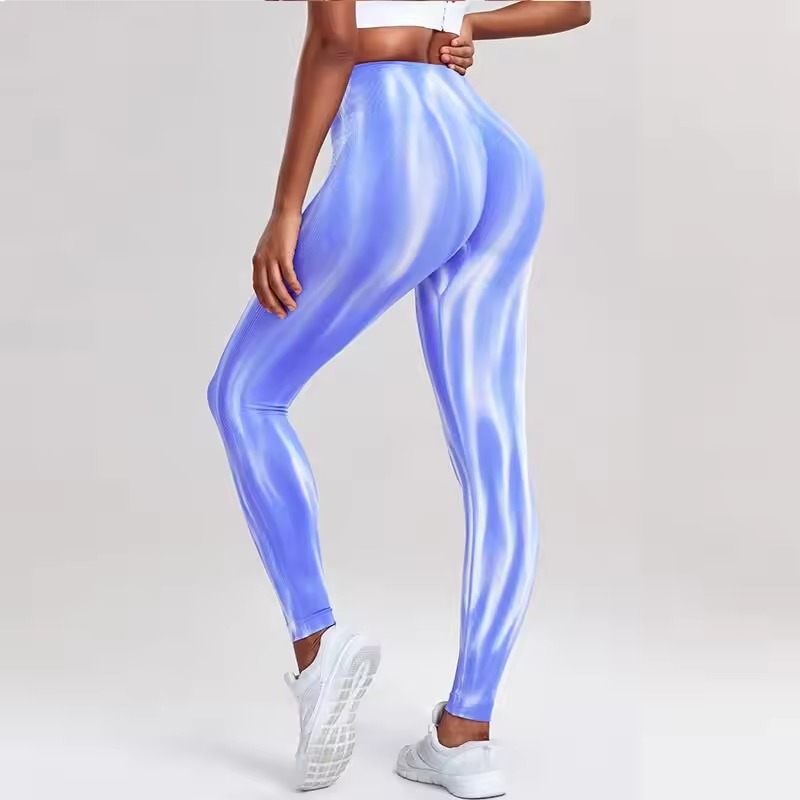 Trendy Tie Dye High Waist Yoga Workout Tights Gym Pants - Image 6