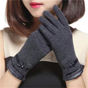 Vintage Bow-Knot Touch Screen Driving Warm Windproof Glove Mittens