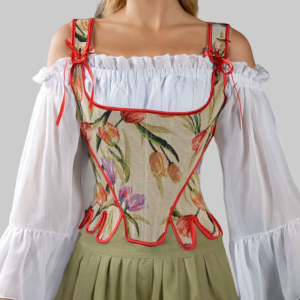 Vintage Costume Tight Waist Shaping Floral Print Corset