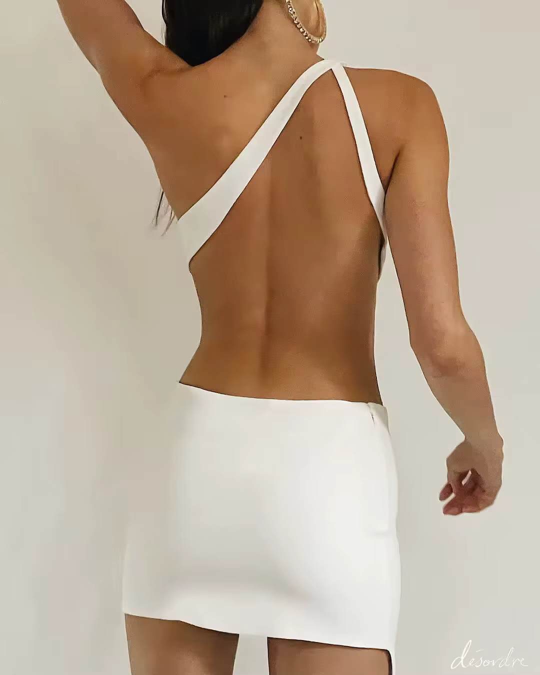 Backless One Shoulder Cut Out Evening Club Party Mini Bandage Dress - Image 4