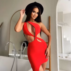 Backless One Shoulder Cut Out Evening Club Party Mini Bandage Dress