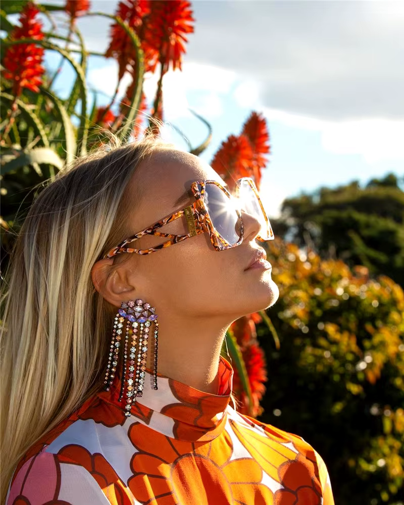 Vintage Square Hollow Oversized Shades UV400 Big Frame Sunglasses