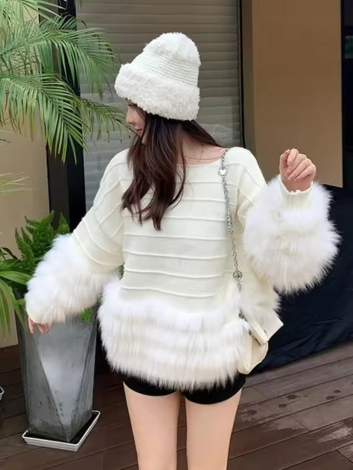 Casual Knitting O-Neck Pullover Loose Sweaters