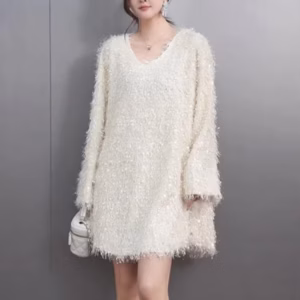 Casual O-Neck Pullover Loose Mini Sweater Dresses