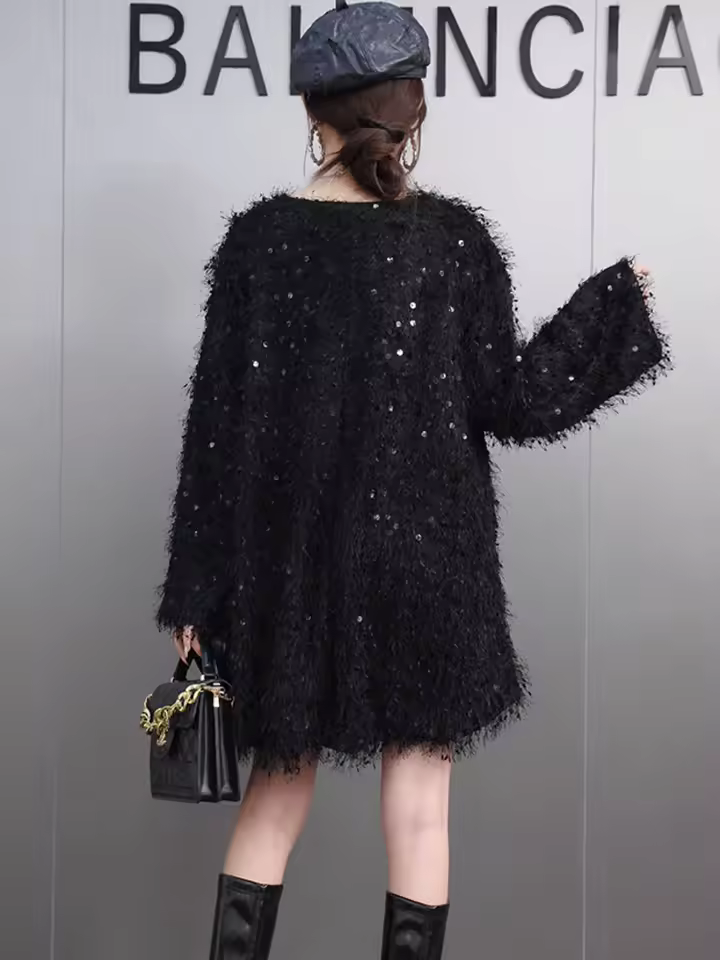 Casual O-Neck Pullover Loose Mini Sweater Dresses - Image 6