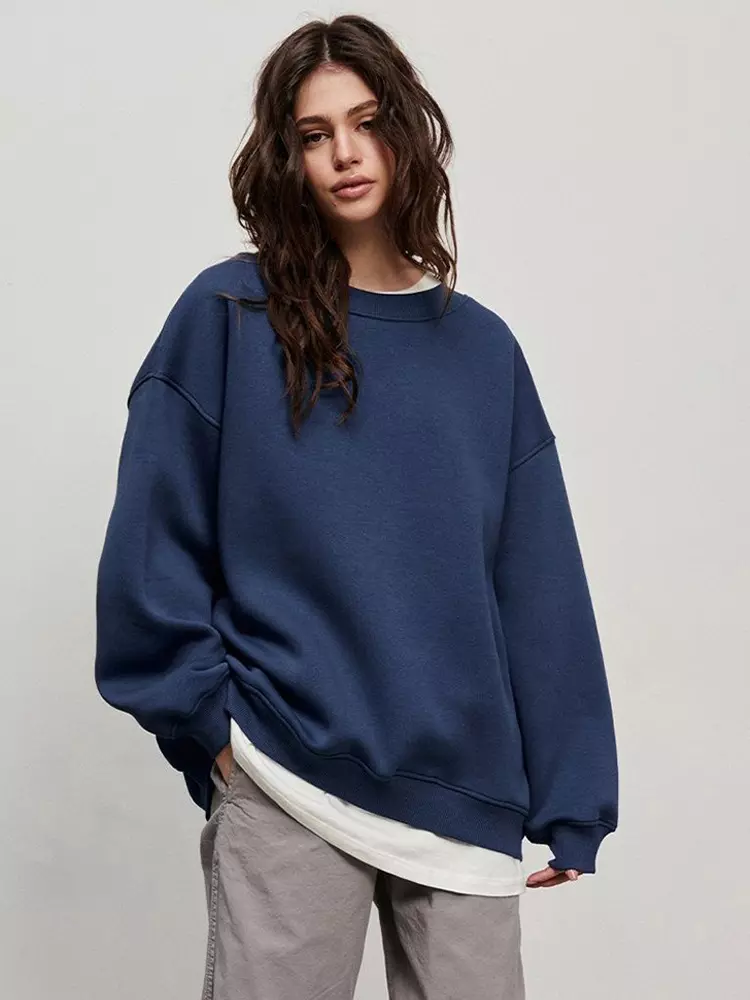 Casual Oversized Crewneck Sweatshirt Top - Image 15