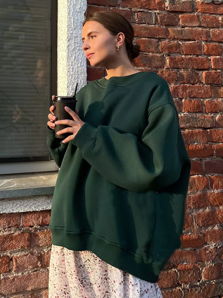 Casual Oversized Crewneck Sweatshirt Top - Image 5