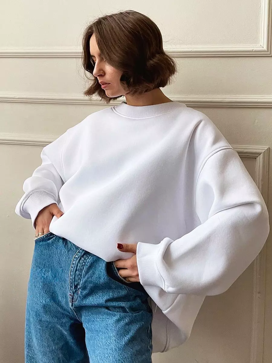 Casual Oversized Crewneck Sweatshirt Top - Image 4