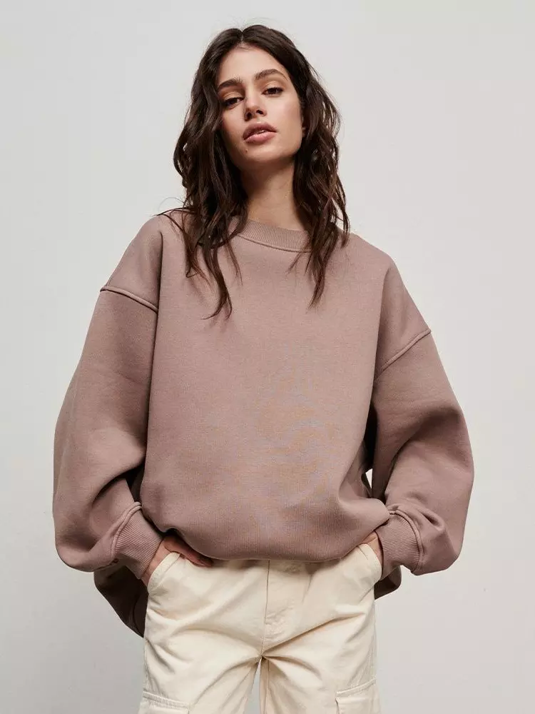 Casual Oversized Crewneck Sweatshirt Top - Image 3