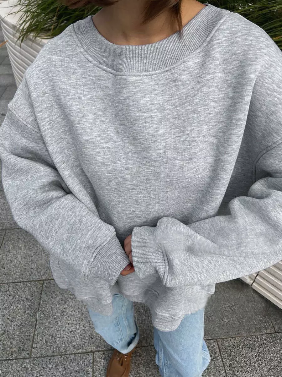 Casual Oversized Crewneck Sweatshirt Top - Image 2