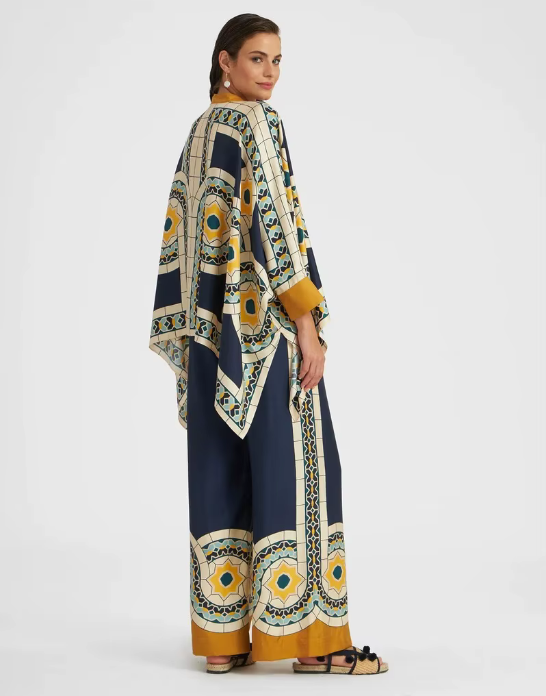 Casual Print Wide Leg Pants Loose Long Sleeve Shirt Two Piece Set - Image 2