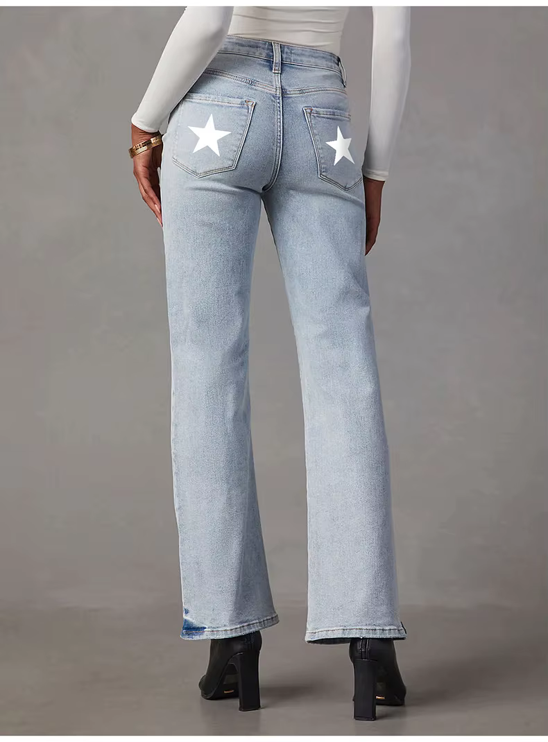 Casual Ripped High Waisted Loose With Pockets Flared Jeans - Image 4