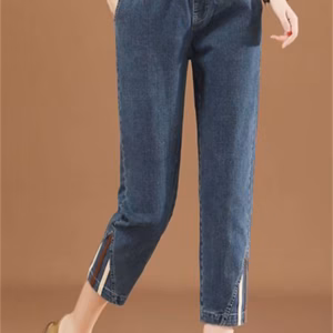 Casual Spandex Elastic High Waist Baggy Capri Jeans