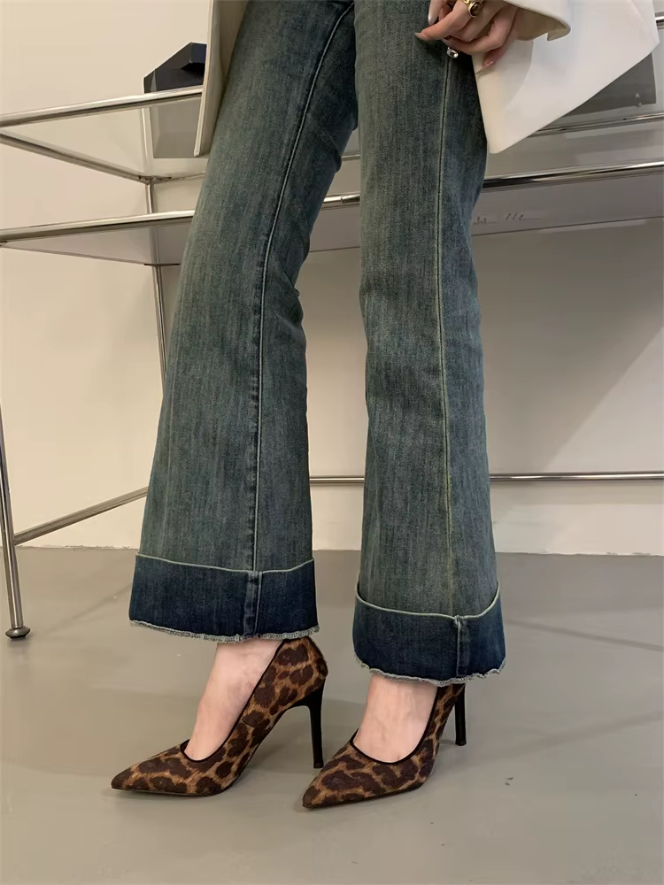 Casual Leopard Print Stiletto Pointed Toe High Heels - Image 3