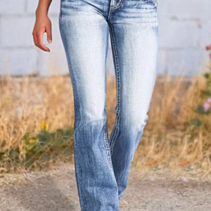 Casual Straight Tube Slimming Embroidered Jeans Streetwear