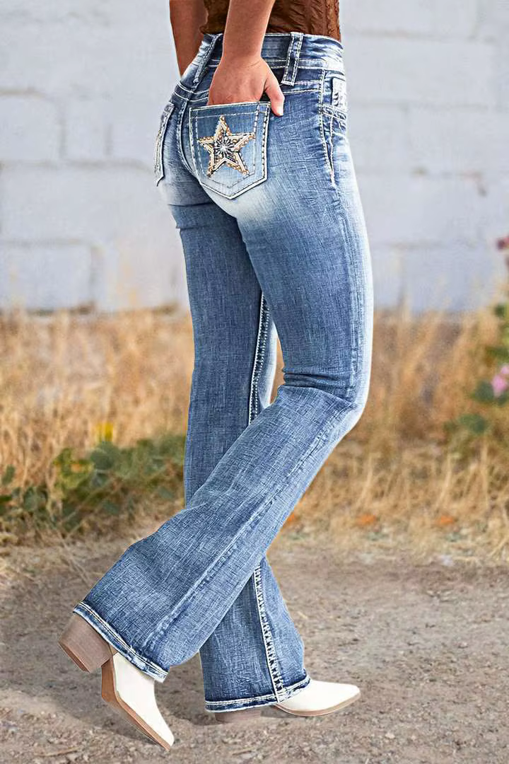 Casual Straight Tube Slimming Embroidered Jeans Streetwear - Image 2